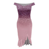 Women'S Party Dress Sexy Off Shoulder Split Ruffle Solid Bodycon Knee-Length Dress Fashion Glitter Party Elegant Dresses Vestido