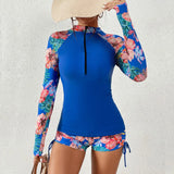 Female Swimsuit With Long Sleeves Swimwear Sports Surfing Tankini Set Beachwear Two-Piece Bathing Suits Pool Women Swimming Suit