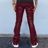 Mens Leather Pants Autumn New Casual Street Fashion Solid Color Bell Bottoms Joker Casual Pants Men