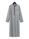 Muslim men's robe long-sleeved ethnic style embroidered stand collar Arabic clothing men's Islamic casual robe