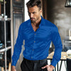 Casual Men's Satin Silk Dress Shirts Long Sleeve Social Single Breasted Button Turn-Down Collar Shirts Wedding Party Men Clothes