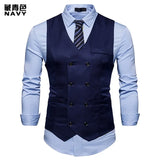 2025 Men's Formal Dress Vest Top Double Breasted Casual Tank Tops Solid Slim V-Neck Club Party Suits Vest Formal Waistcoat Men