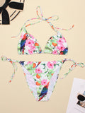 Women's Swimwear 2022 Push Up Bikini Two Pieces Swimsuits Halter Bandage Bathing Suits Sexy Thong Bikini Sets Summer Beach Wear