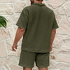 Men's Short Sleeved Sports Set, Casual Fashion, Comfortable, Monochromatic, Collar, 2-Piece Set, Summer, New, 2024