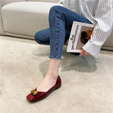 Women Flats Pu Leather Yellow Flat Shoes Solid Color Soft Sole Slip on 2025 Summer Female Fashion Shoes Square Toe Ballet Shoes