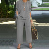 Women Clothes Stylish Women's 3-piece Pantsuit Set with Long Sleeve Cardigan O Neck Vest Wide Leg Trousers Fall Spring Outfit