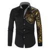 Men's Business Shirts Men Dress Shirt Casual Streetwear Black Gold Stamping Printed Shirt Design Turn Down Collar Male Tops