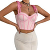 Woman Clothing Top Women T-shirt Tank Top Female Clothes Tops Tanks Camis Crop Top Y2K Sexy Ribbon Tie-Up Fishbone Camisole