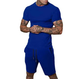Men's T-shirt and shorts set, short-sleeved T-shirt and shorts set, two-piece set, beach sportswear