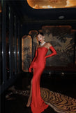 Mozision Strapless Backless Sexy Maxi Dress For Women Fashion Off-shoulder Sleeveless Floral High Split Evening Party Long Dress