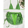 S - XL Mesh Fishnet Skirt Halter Bikini Female Swimsuit Women Swimwear Three-pieces Bikini set Bather Bathing Suit Swim V4889