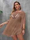 Swim Vacation Plus Size Sexy Loose Beach Dress Bikini Cover Up Swimsuit Hollow Out Casual Beachside Cover-Up Dress Beachwear