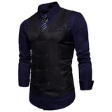 2025 Men's Formal Dress Vest Top Double Breasted Casual Tank Tops Solid Slim V-Neck Club Party Suits Vest Formal Waistcoat Men