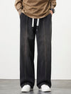 Plus Size M-8XL Baggy Jeans Men's Blue Black Streetwear Elastic Waist Y2K Trousers Fashion Straight Leisure Wide Denim Pants