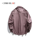Men Oversize Loose Casual Long Sleeve Outdoor Cargo Shirts Cityboy Streetwear Fashion Plus Size Washed Cotton Shirt Blouse