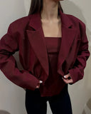 European and American women's clothing 2025 autumn new fashion short style small suit jacket irregular vest two-piece set
