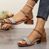Summer Women Sandals New Elegant Square Heel Rhinestone Women Shoes Plus Big Fashion Comfortable High Heels Sandals