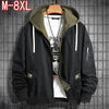 Plus Size Hooded Men 8XL Autumn Winter Mens Fake Two Pieces Loose Jackets Coats Outwear Man Fashion Casual Clothing Top