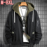 Plus Size Hooded Men 8XL Autumn Winter Mens Fake Two Pieces Loose Jackets Coats Outwear Man Fashion Casual Clothing Top