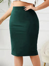 2025 Summer Plus Size Solid Slim Skirt, Casual High Waist Slit Skirt, Women's Plus SizeClothing