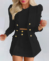 Sets for Women 2 Pieces 2024 Spring Plaid Print Notched Neck Long Sleeve Blazer & Elegant High Waist Mini Skirt Set Office Lady