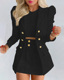 Sets for Women 2 Pieces 2024 Spring Plaid Print Notched Neck Long Sleeve Blazer & Elegant High Waist Mini Skirt Set Office Lady