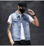 Brand New Men's Ripped Denim Vests Hip Hop Streetwear Fashion Sleeveless Cotton Jacket High Quality Man Casual Cowboy Waistcoat