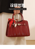 Fancy Red Middle-Aged Mother Bag Accessible Luxury Handbag 2025 Autumn Easiest for Match Fashion Wedding Bag Large-Capacity Crossbody Bag