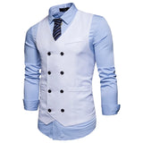 2025 Men's Formal Dress Vest Top Double Breasted Casual Tank Tops Solid Slim V-Neck Club Party Suits Vest Formal Waistcoat Men