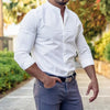 Men's  Casual Shirt Slim Fit Micro-elastic Long Sleeve Comfortable Versatile Stand Collar Tops Camisas  Men Dress Shirt