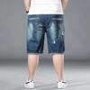 Plus Size Summer Men's Hip-hop Ripped Denim Shorts Fashion Streetwear Harajuku Rock Loose Straight Knee Length Short Jeans