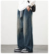 Plus Size M-8XL Baggy Jeans Men's Blue Black Streetwear Elastic Waist Y2K Trousers Fashion Straight Leisure Wide Denim Pants