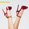 Peep Toe Platform Buckle Strap Red Sandals Pointed Toe Thin Heel Slingback Sexy Women Runway Show Shoes Spicy Girl Party Trend