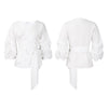 Fashion Blouse for Women 2024 Slash Neck Full Sleeve Sashes Solid Elegant African Ladies Luxury Designer Fashion Shirts Tops