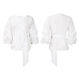 Fashion Blouse for Women 2024 Slash Neck Full Sleeve Sashes Solid Elegant African Ladies Luxury Designer Fashion Shirts Tops