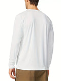 Plus Size Men's Solid T-shirt Fashion Casual Long Sleeve Tees UV Sun Protection Tops For Outdoor/workout Men's Clothing