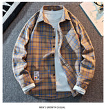 2025 New Arrival Mens Plaid Shirt Long Sleeve Casual Shirts Button Down Regular Fit Work Shirts