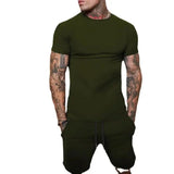 Men's T-shirt and shorts set, short-sleeved T-shirt and shorts set, two-piece set, beach sportswear