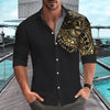 Men's Loose Shirt Dress Shirts Casual Streetwear Fashion Gold Stamping Printed Long Sleeve Cardigan Shirt Male Tops