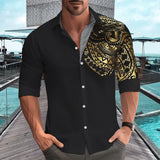 Men's Loose Shirt Dress Shirts Casual Streetwear Fashion Gold Stamping Printed Long Sleeve Cardigan Shirt Male Tops