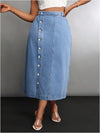 ZMTUO Women's Plus Size Denim Long Skirt Is Decorated with American Retro Casual Style Long Skirt