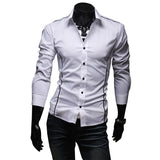 Mens Casual Shirts 2025 Single Breasted Men Slim Fit Dress Long Sleeve Shirts Soild Male Social Shirts Designer Chemise Homme
