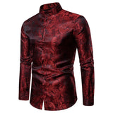 2025 New Men Fashion Medieval Floral Black Dress Shirts Stylish Long Sleeve Steampunk Shirt Men Party Club Bar Social Shirt Male