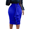 Sexy Skirts for Women Bodycon High Waisted Zipper Closure Ruffles Mid Calf Fashion Elegant African Office Work Pencil Skirts New
