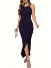Women's Formal Evening Dress Bodycon Ruffle Hem Mermaid Split Cocktail Long Dresses Elegant Wedding Guest Dress