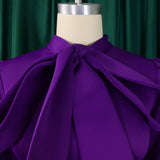 Elegant Party Dresses for Woman 2024 Luxury Bow Collar Short Sleeve High Waisted A Line Pleated Ankle Length Birthday Party Robe