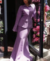 Women's Clothing Temperament Fashionable Lapel Long Sleeved Slim Fit Long Skirt Three Piece Set Simple Commuting Elegant Set