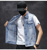Brand New Men's Ripped Denim Vests Hip Hop Streetwear Fashion Sleeveless Cotton Jacket High Quality Man Casual Cowboy Waistcoat
