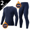 2-piece plus size men's fall/winter thermal underwear set fashion simple sleeve striped long-sleeved trousers casual pajamas set