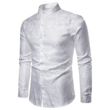 2025 New Men Fashion Medieval Floral Black Dress Shirts Stylish Long Sleeve Steampunk Shirt Men Party Club Bar Social Shirt Male